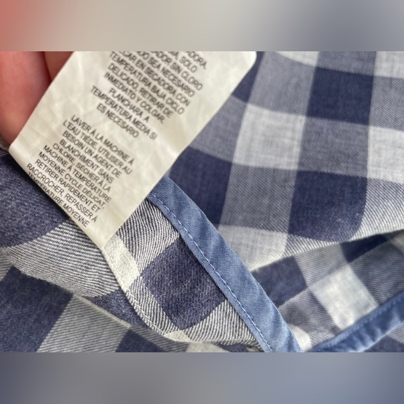 Penguin Button Down Shirt Plaid Blue White Slim Fit 15 32/33 Cotton small - Picture 10 of 11